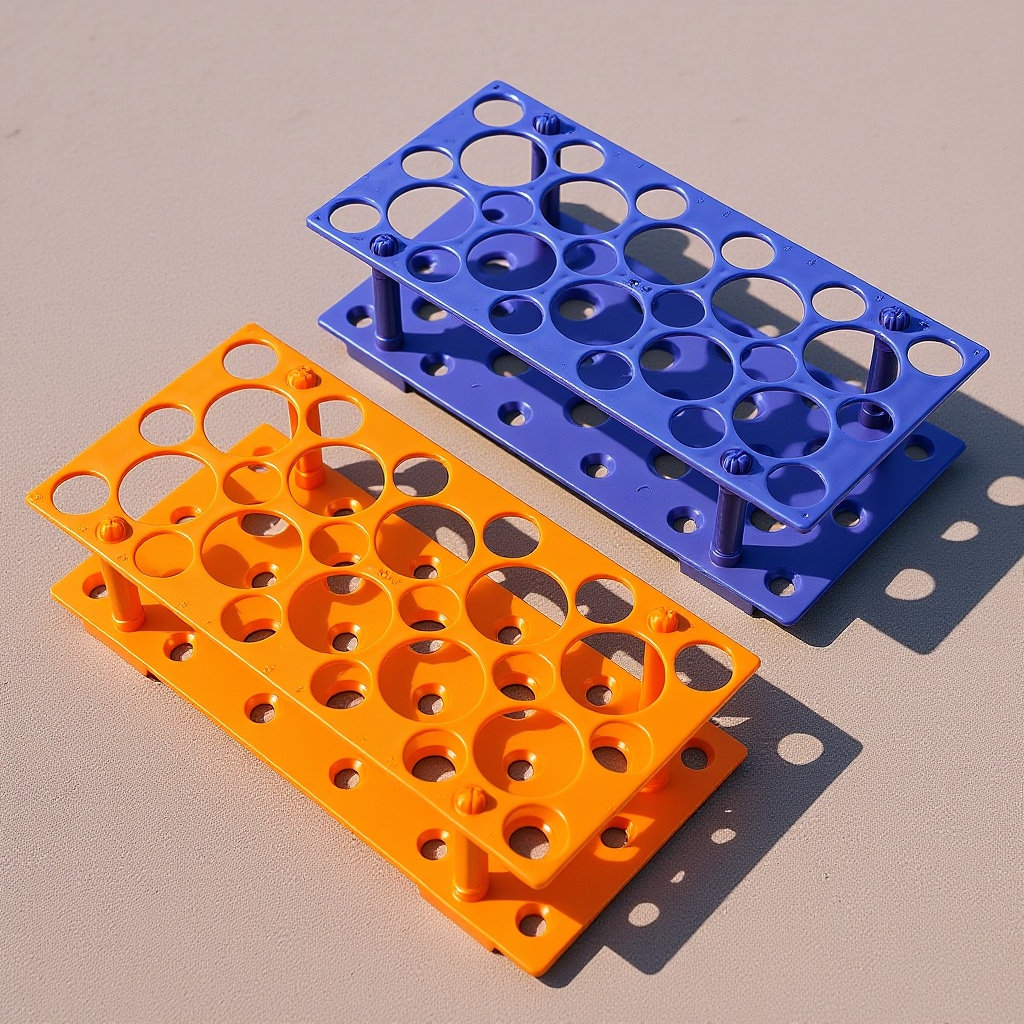 Lab Equipment - 高品質プラスチック製試験管立て2個。安定した底面を備え、15ml、50mlの試験管に対応。遠心分離管スタンドとして、実験室で使用する備品・機器として最適。