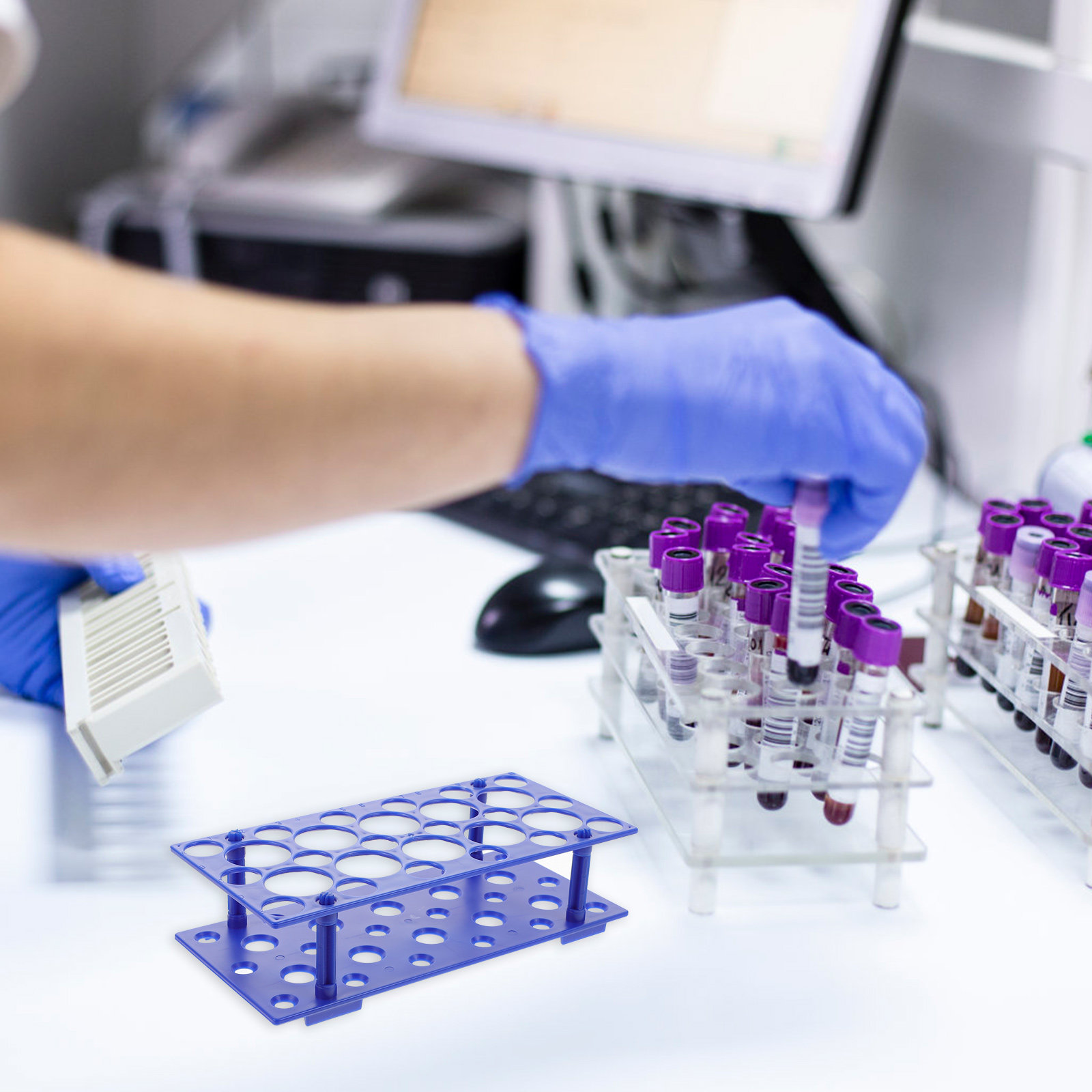 高品質プラスチック製試験管立て2個。安定した底面を備え、15 - Lab Equipment のレビューと価格